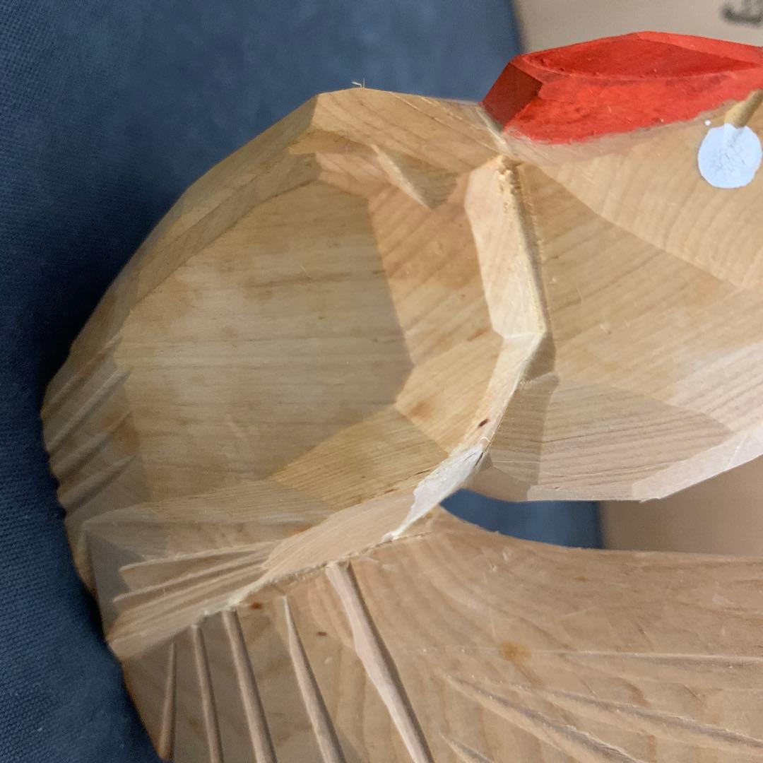 一刀彫師 中村良記作 干支の置物 酉 神鶏 雄雌2羽セット×2/ 1羽　共箱