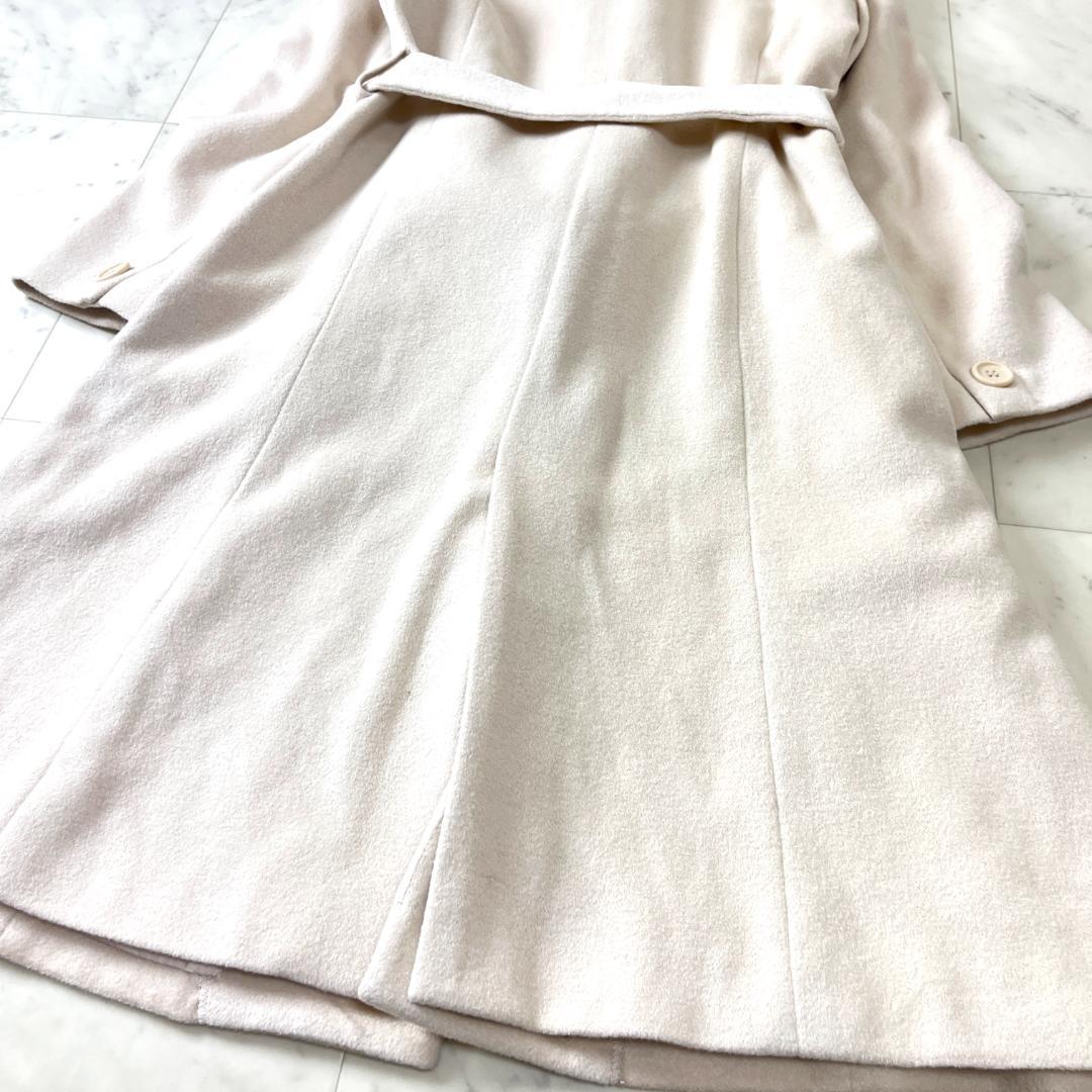 AIMER アンゴラ L ロングコート フォックス ファー 毛皮 ベルト 白