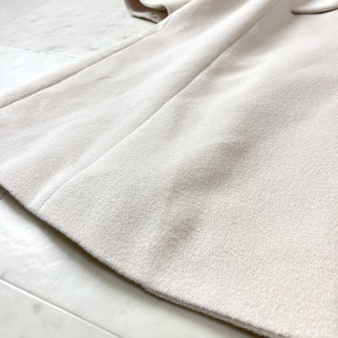 AIMER アンゴラ L ロングコート フォックス ファー 毛皮 ベルト 白