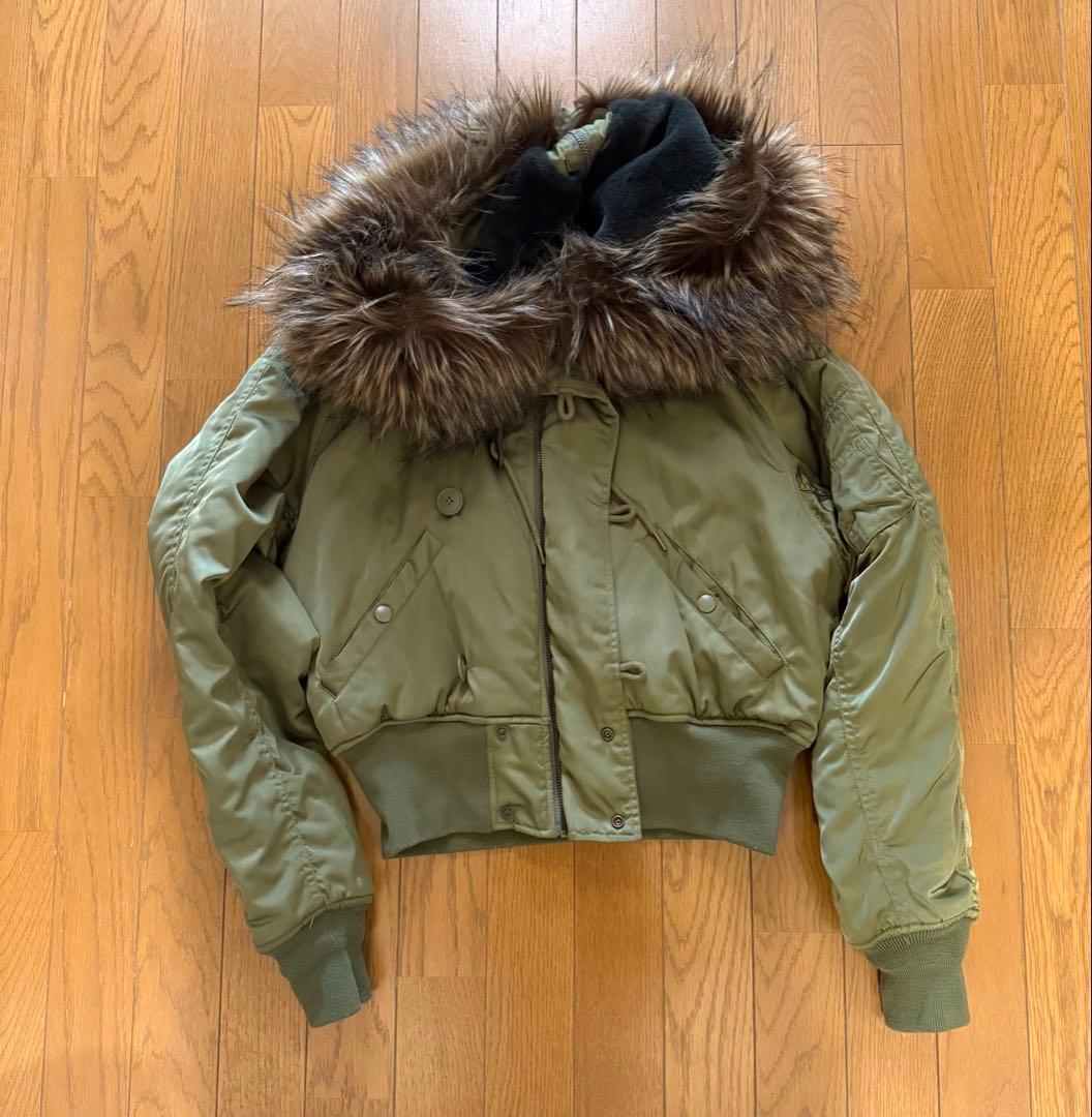 Y2K N2B 短丈 フライト ボンバー ジャケットCargo ファーフード62