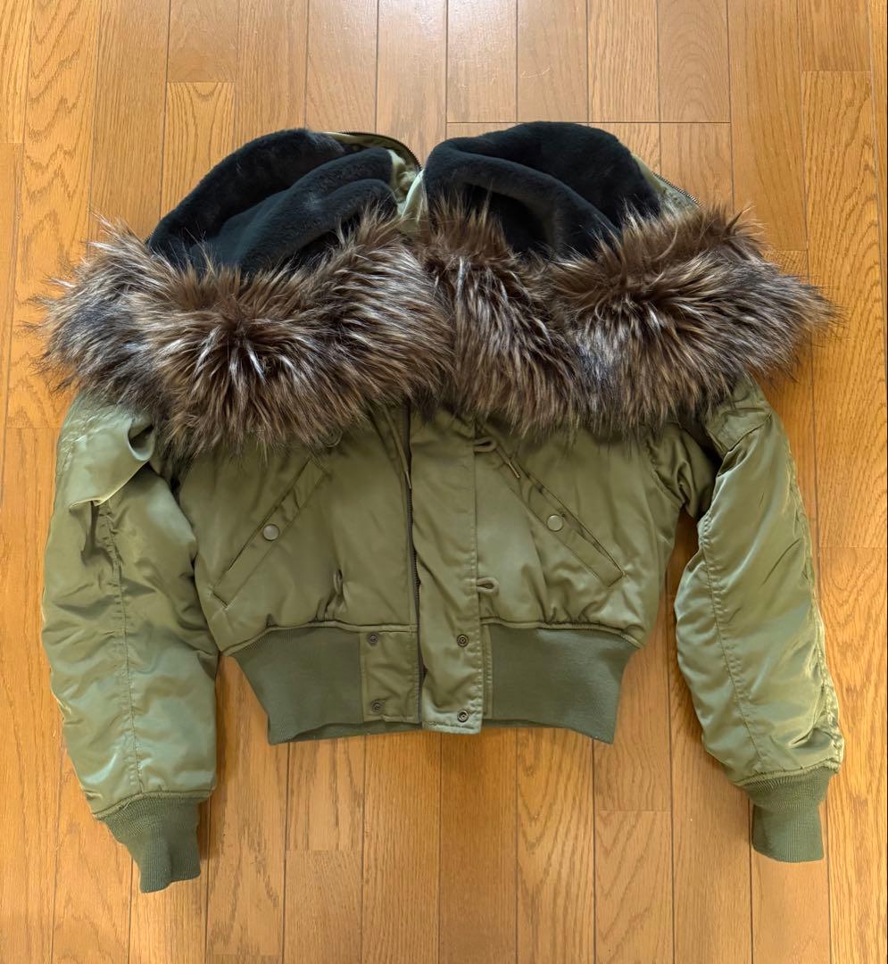 Y2K N2B 短丈 フライト ボンバー ジャケットCargo ファーフード62