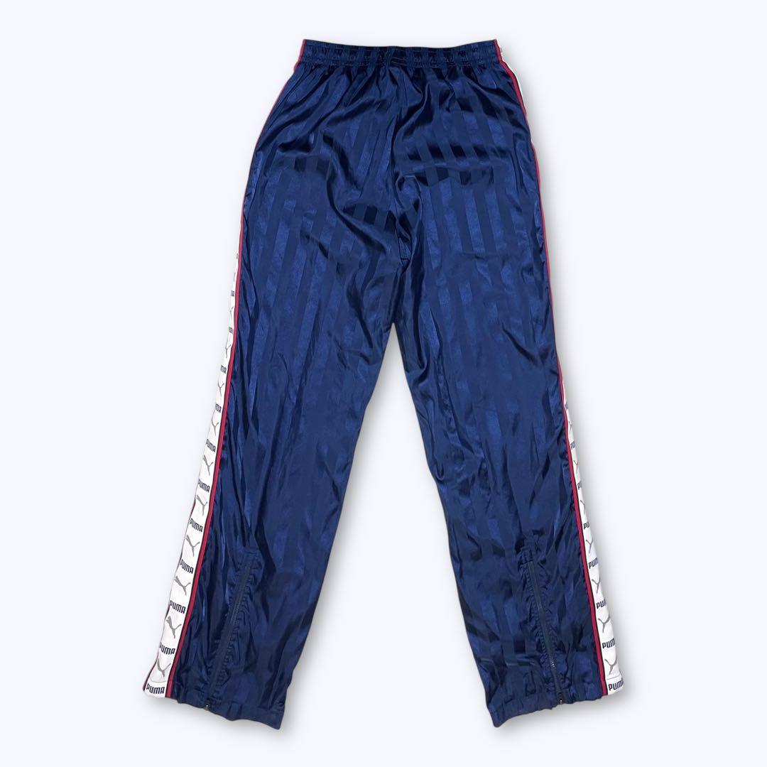 00s PUMA ナイロン 上下セットアップ サイズO ネイビー ラインジャージ