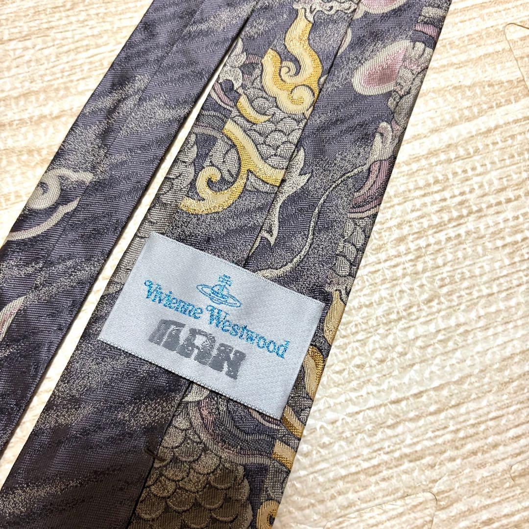 ヴィヴィアン ネクタイ シルク製 ドラゴン柄ネクタイ 昇龍 龍柄 和柄