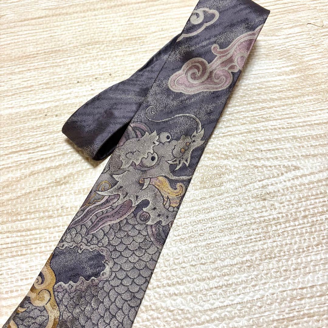 ヴィヴィアン ネクタイ シルク製 ドラゴン柄ネクタイ 昇龍 龍柄 和柄