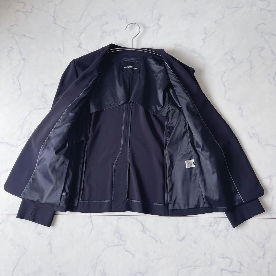 【美品】グリーンレーベルリラクシング ノーカラー セットアップ パンツスーツ40