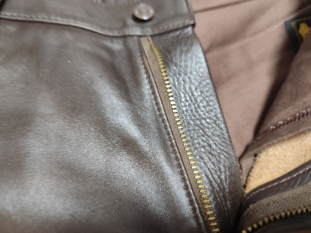 エアロレザー 34 レザーパンツ 革パン 本革 馬革 バイカー 5ポケット 茶