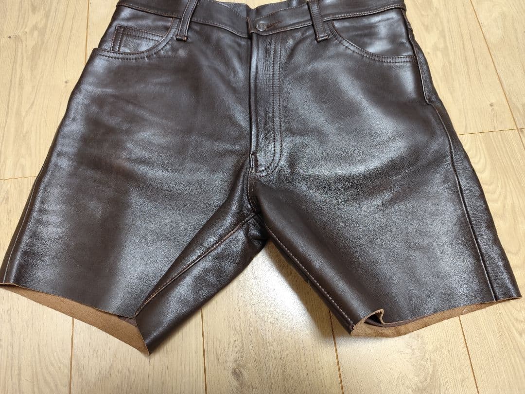 エアロレザー 34 レザーパンツ 革パン 本革 馬革 バイカー 5ポケット 茶