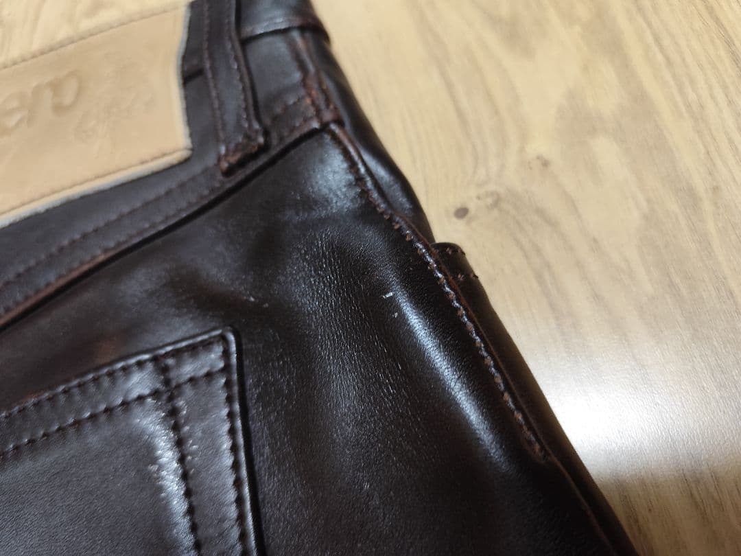 エアロレザー 34 レザーパンツ 革パン 本革 馬革 バイカー 5ポケット 茶