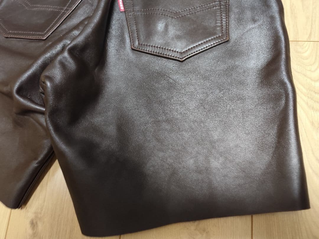 エアロレザー 34 レザーパンツ 革パン 本革 馬革 バイカー 5ポケット 茶