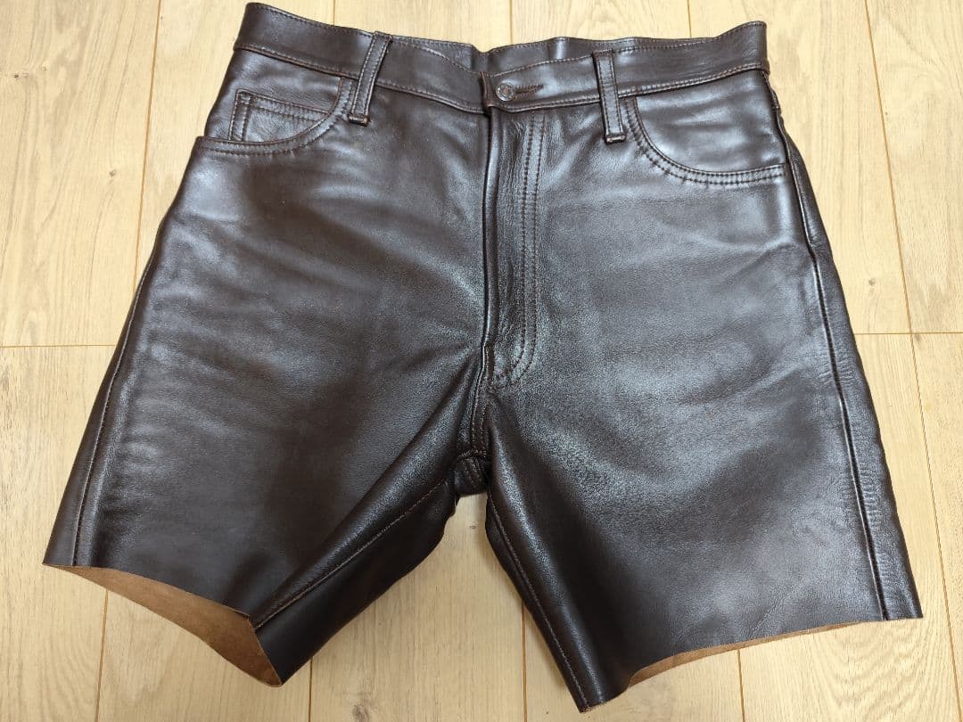 エアロレザー 34 レザーパンツ 革パン 本革 馬革 バイカー 5ポケット 茶