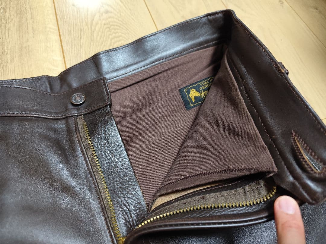 エアロレザー 34 レザーパンツ 革パン 本革 馬革 バイカー 5ポケット 茶