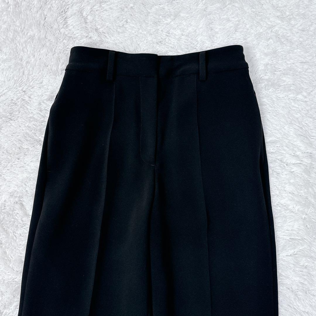 【極美品】プラステ ノーカラー パンツスーツ ブラック XS フォーマル