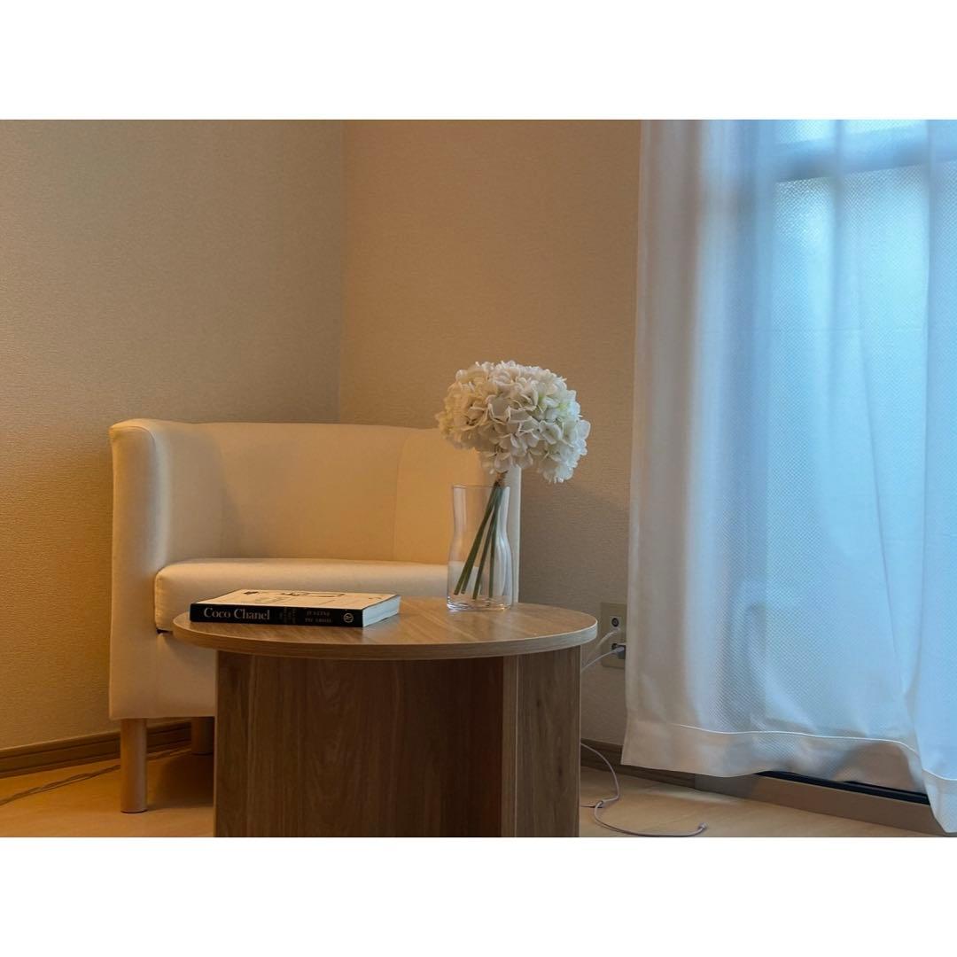 丸テーブル 保護シール付き 木目調 コーヒーテーブル