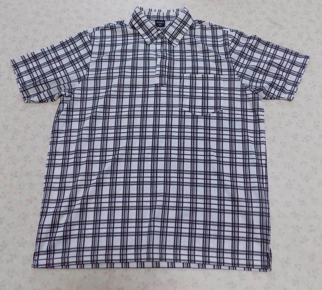 18239　IGNIIO メンズ　ポロシャツ　白Ｘ黒　サイズLL