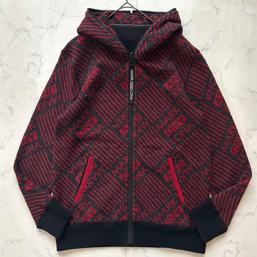 マークアンドロナ リバーシブル ジップブルゾン ニット スカル パーカー 50