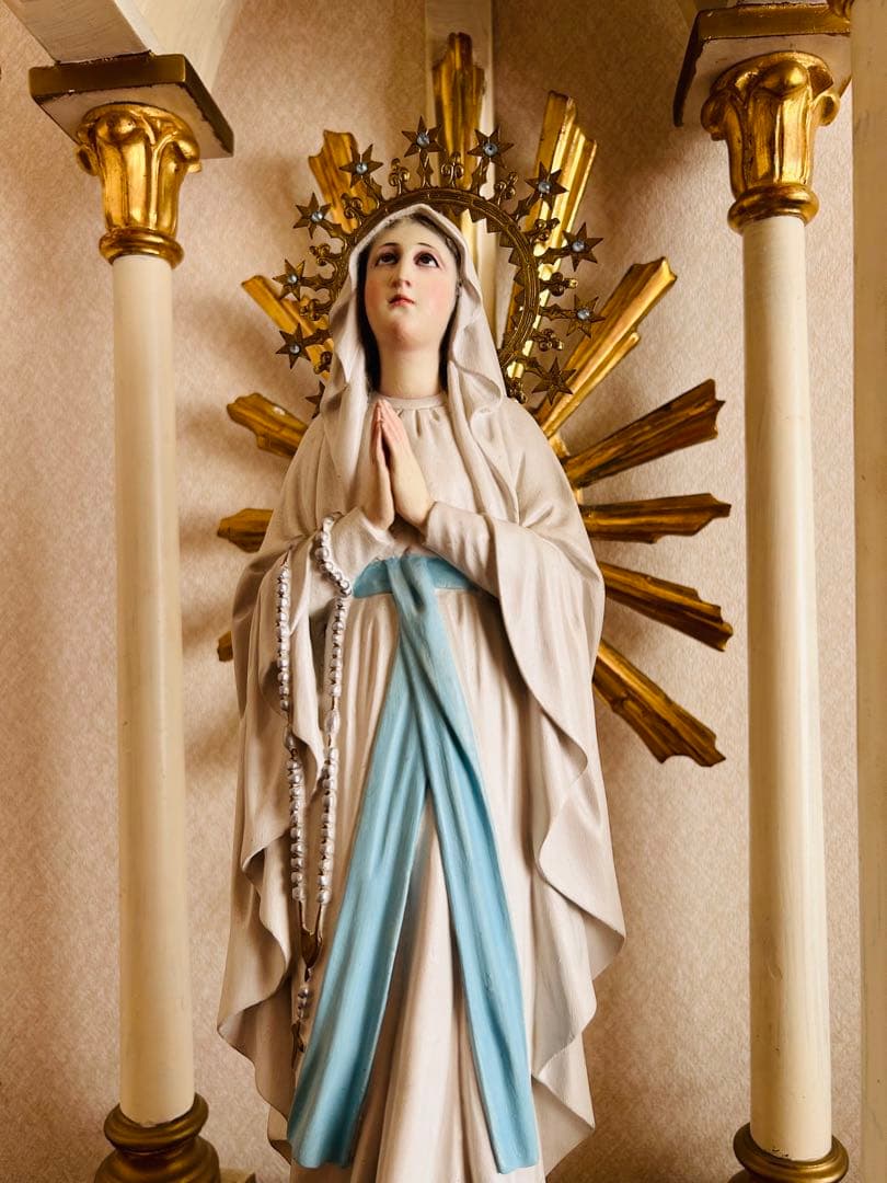 【超超希少極美45cm】✞ ルルドの聖母マリア像　宗教彫刻　アンティーク