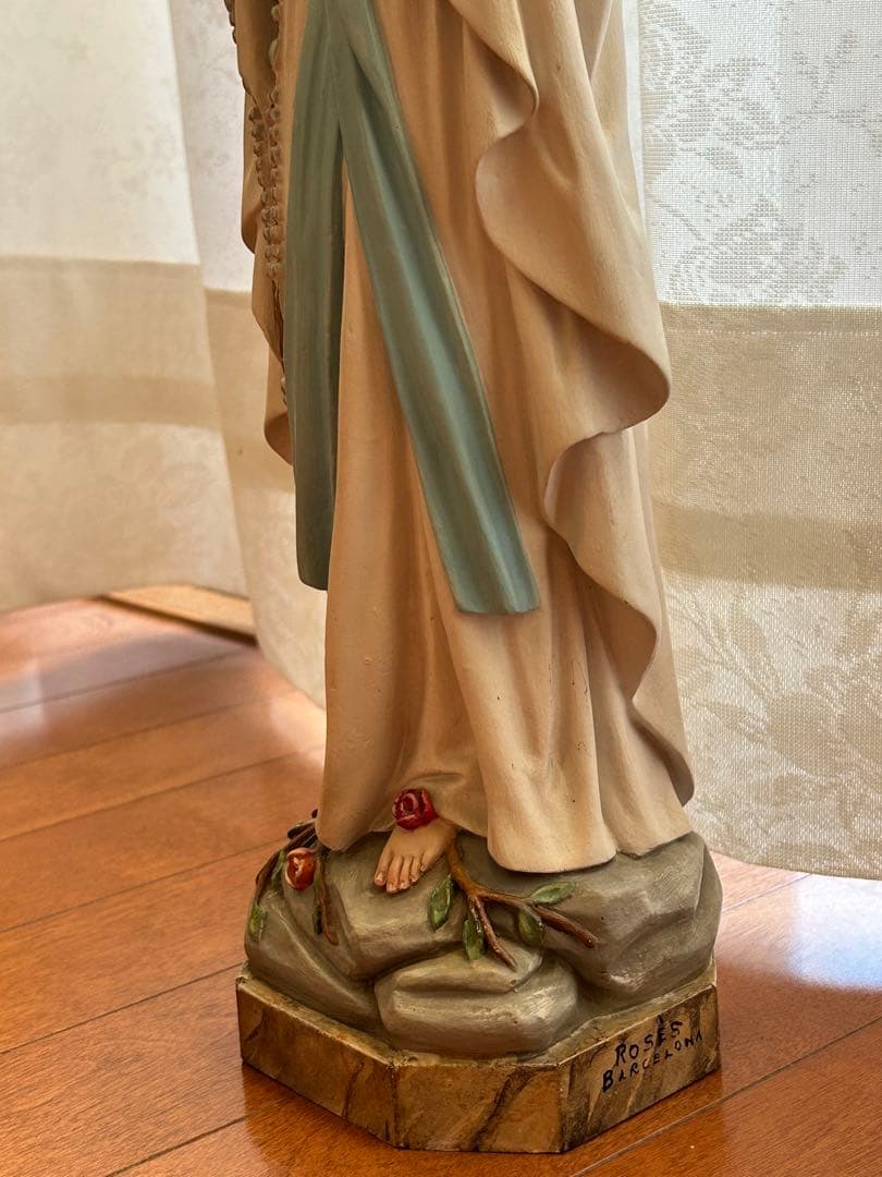 【超超希少極美45cm】✞ ルルドの聖母マリア像　宗教彫刻　アンティーク