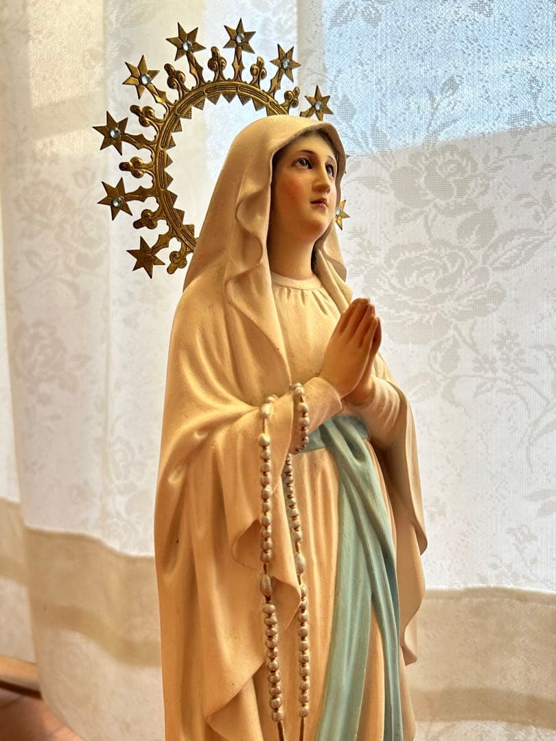 【超超希少極美45cm】✞ ルルドの聖母マリア像　宗教彫刻　アンティーク