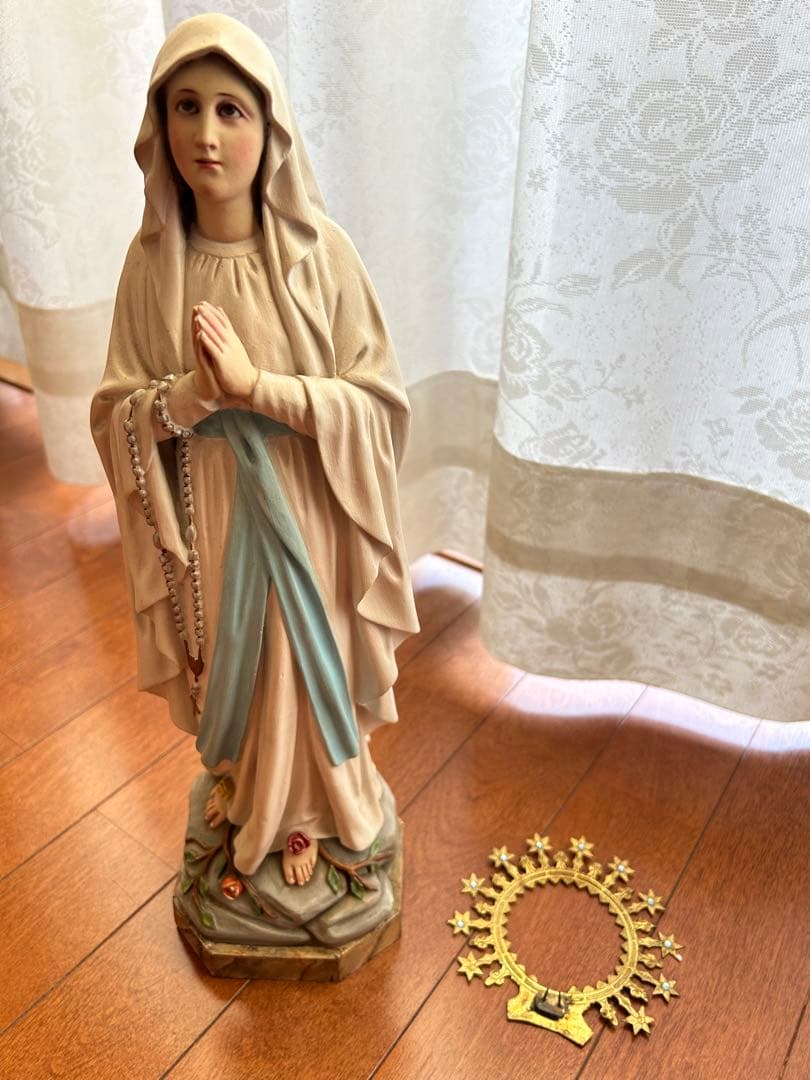 【超超希少極美45cm】✞ ルルドの聖母マリア像　宗教彫刻　アンティーク