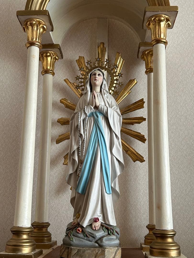 【超超希少極美45cm】✞ ルルドの聖母マリア像　宗教彫刻　アンティーク