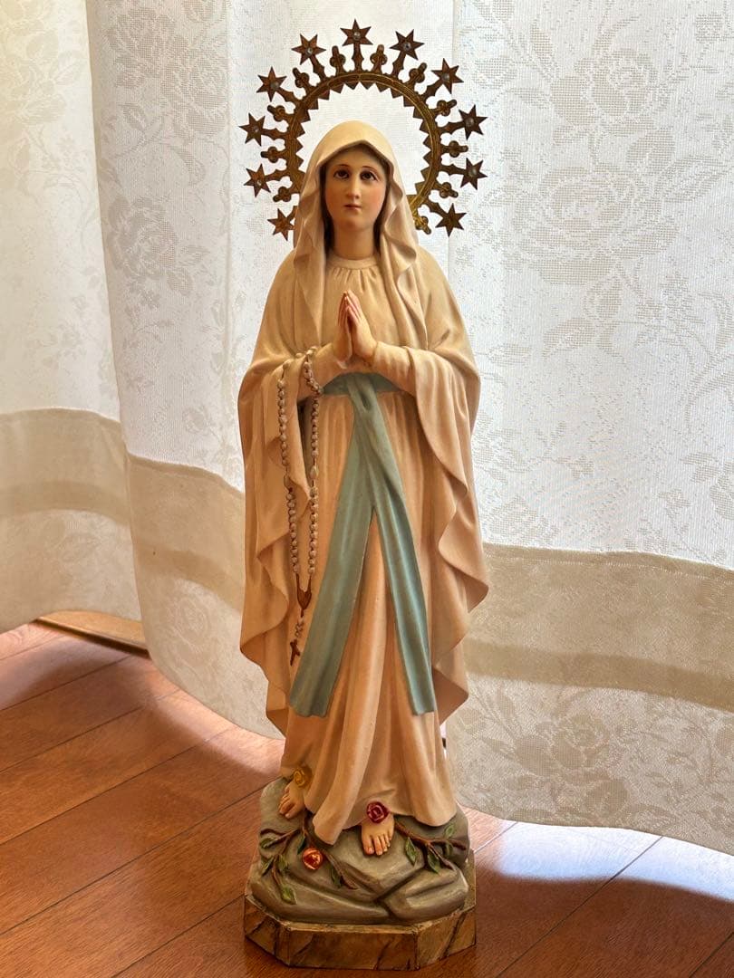 【超超希少極美45cm】✞ ルルドの聖母マリア像　宗教彫刻　アンティーク