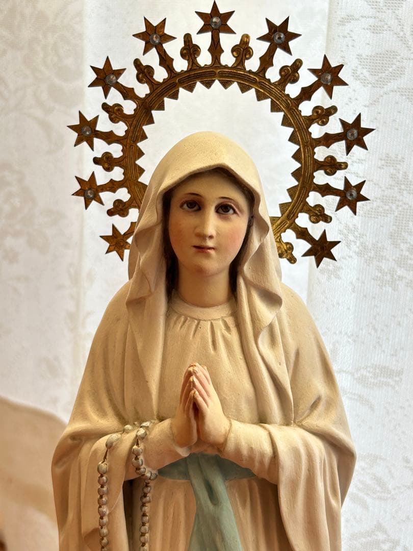 【超超希少極美45cm】✞ ルルドの聖母マリア像　宗教彫刻　アンティーク