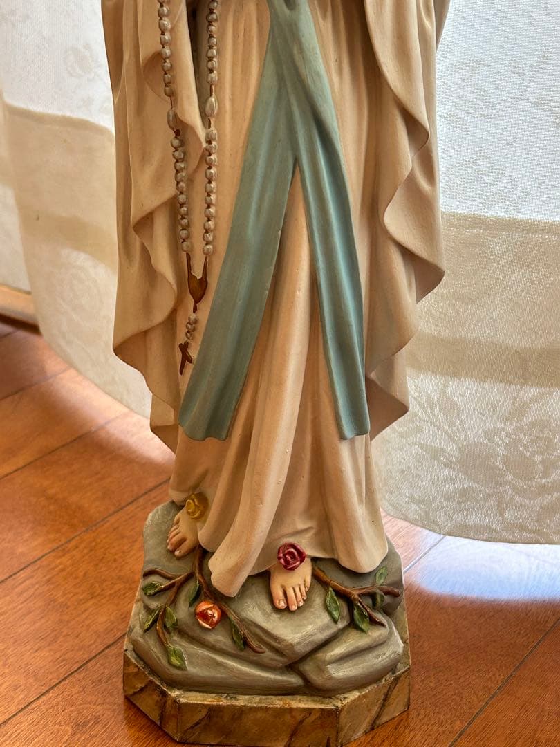 【超超希少極美45cm】✞ ルルドの聖母マリア像　宗教彫刻　アンティーク