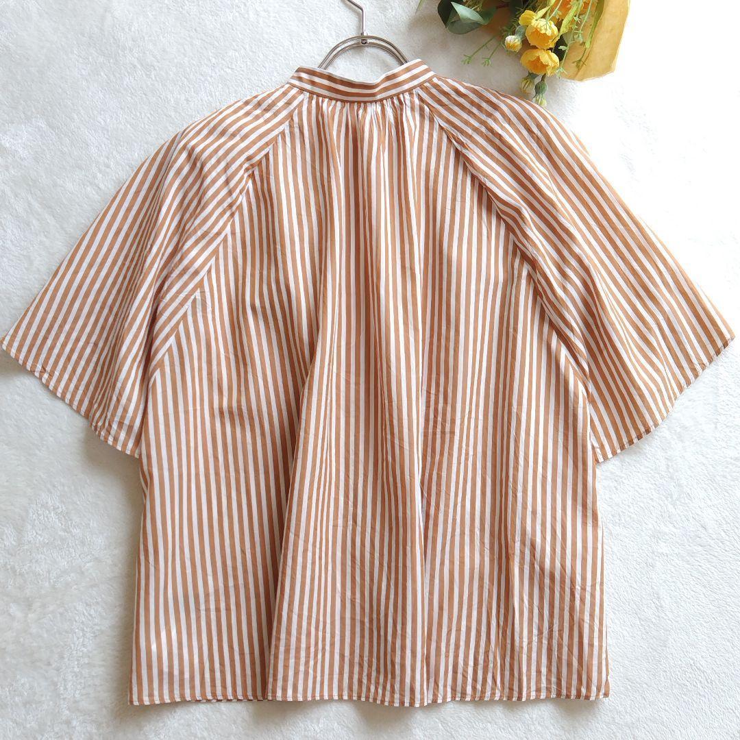 美品✨23SS トゥモローランドコレクション　シアーストライプフレアブラウス