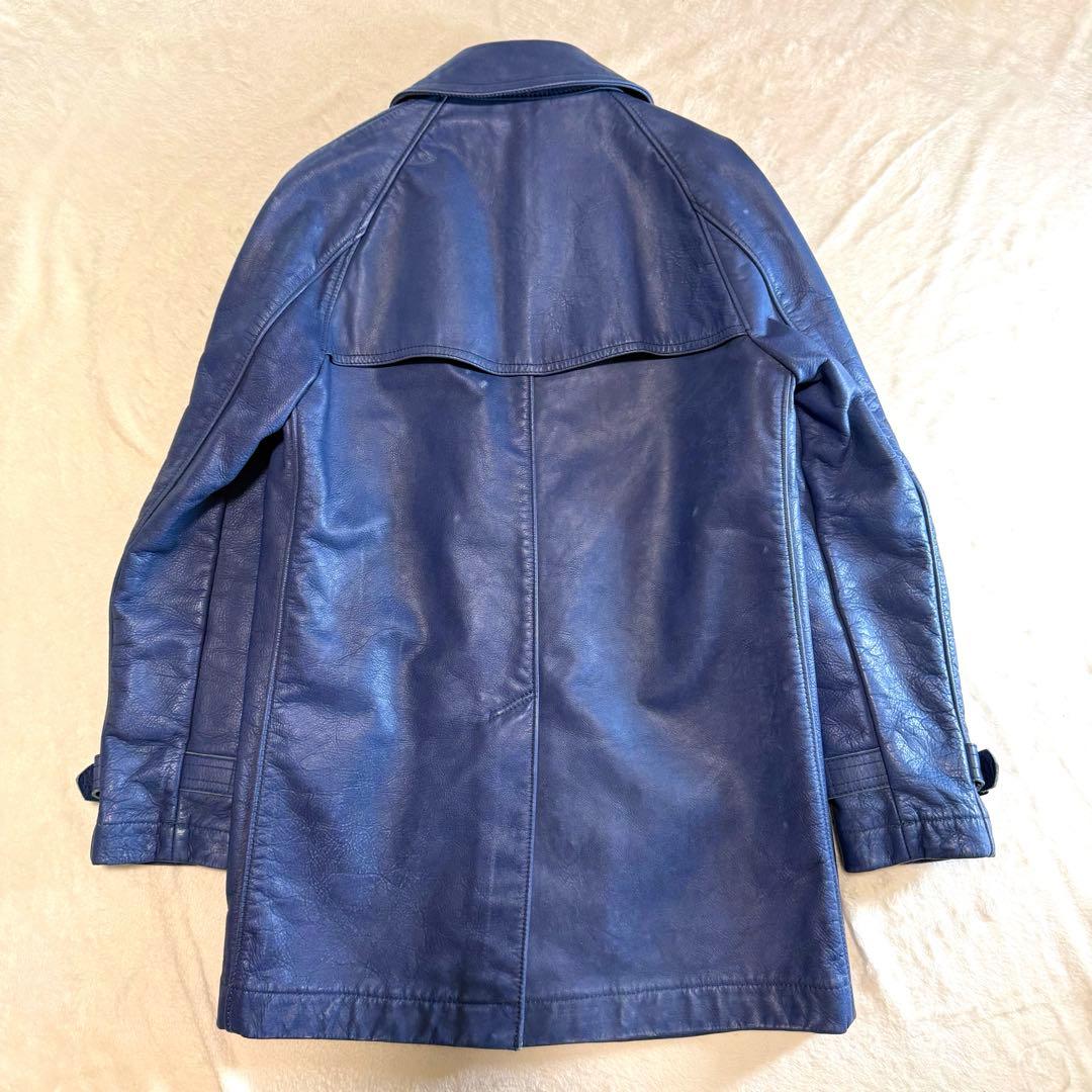 激レア コムデギャルソン カウレザー トレンチコート ブルー系 日本製