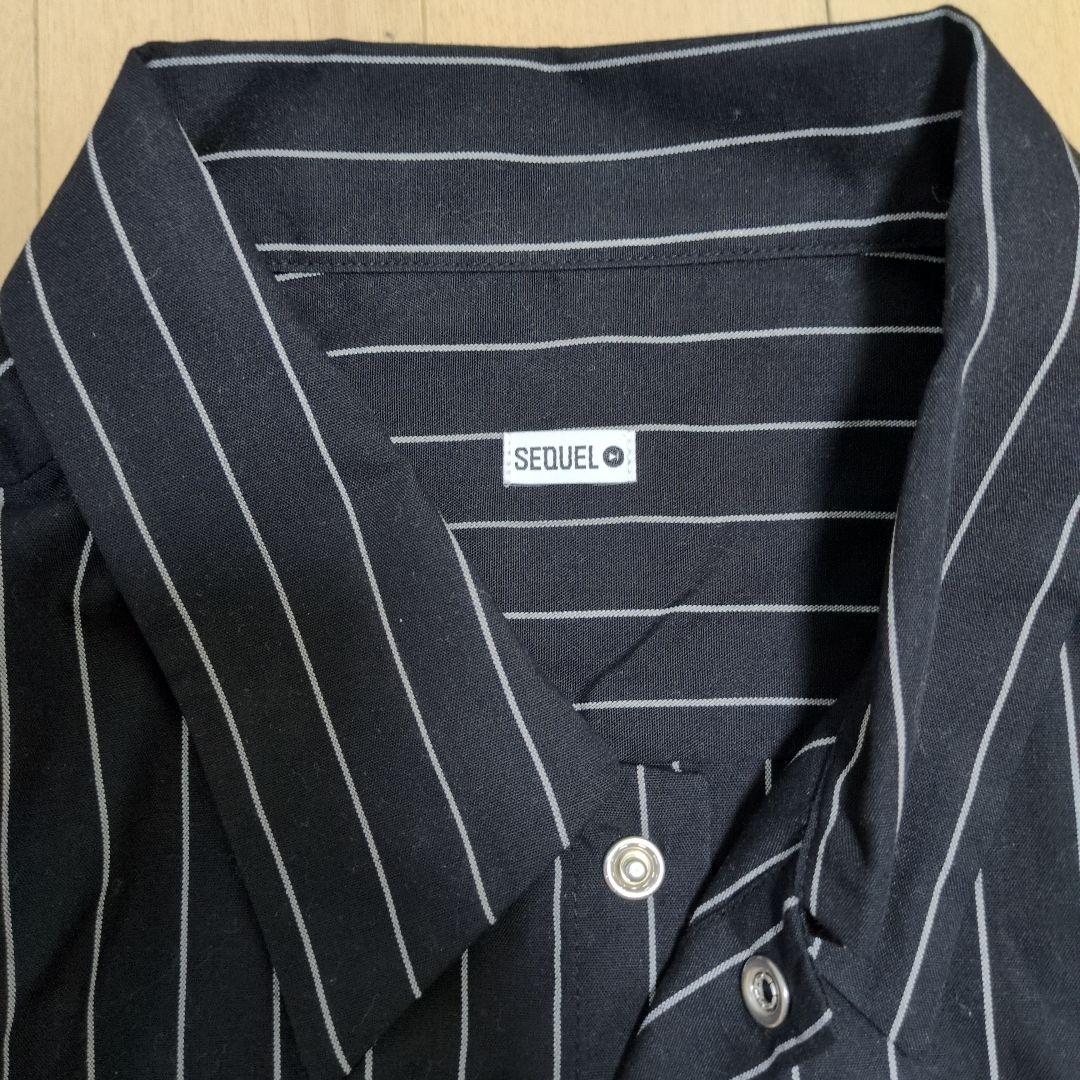 SEQUEL ブラックストライプ 長袖シャツ