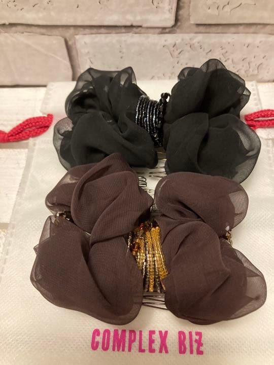 お値下げ　コンプレックスビズ　シフォン　ダブルコーム　ブラック　ブラウン