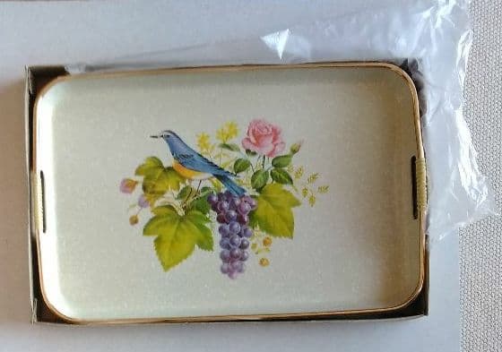 昭和レトロ長手盆(幸せの青い鳥)