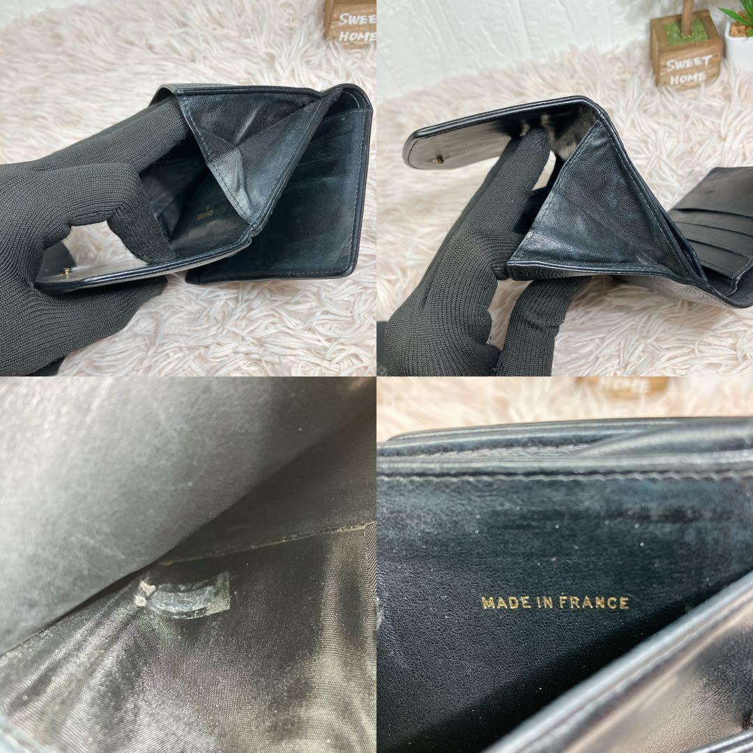 大人気 CHANEL 二つ折り財布 ココマーク キャビアスキン レザー Wホック