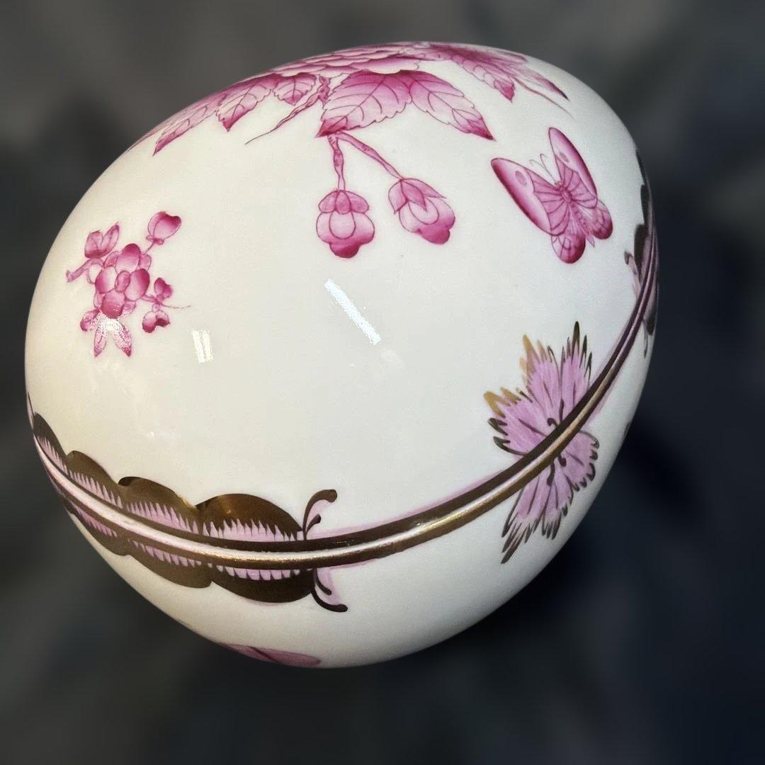 HEREND ヘレンド チャイニーズブーケ パープル エッグ型 ボンボニエール