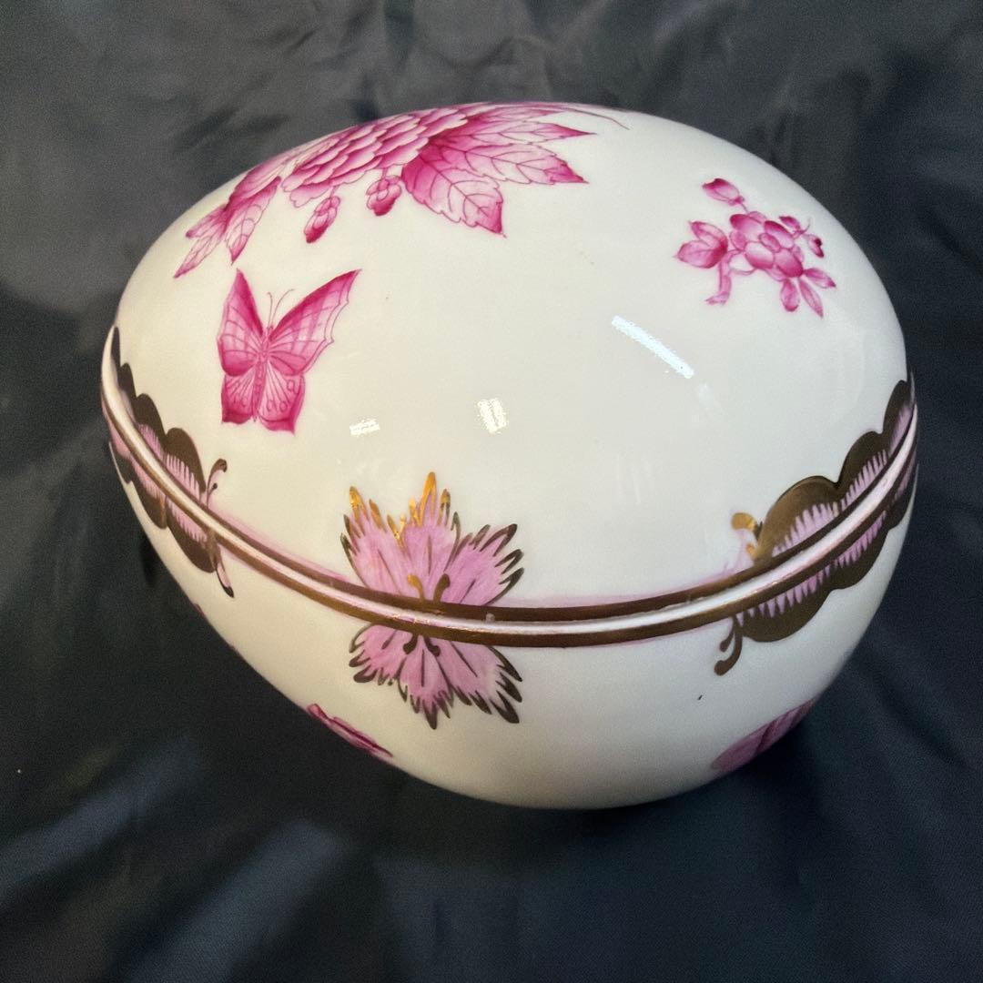 HEREND ヘレンド チャイニーズブーケ パープル エッグ型 ボンボニエール