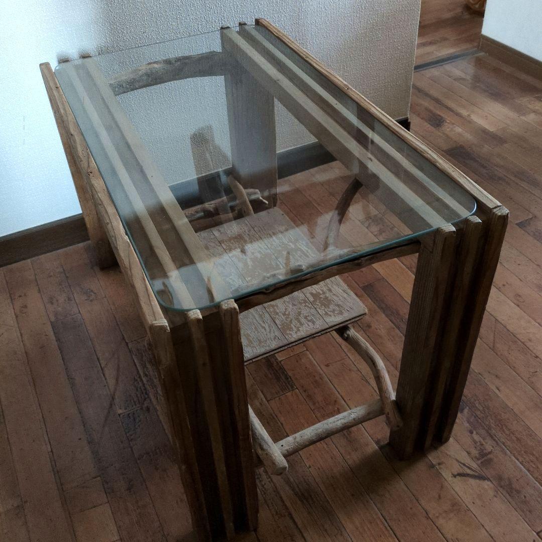 ガラス天板 流木センターテーブル　手作り