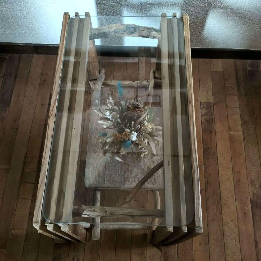 ガラス天板 流木センターテーブル　手作り