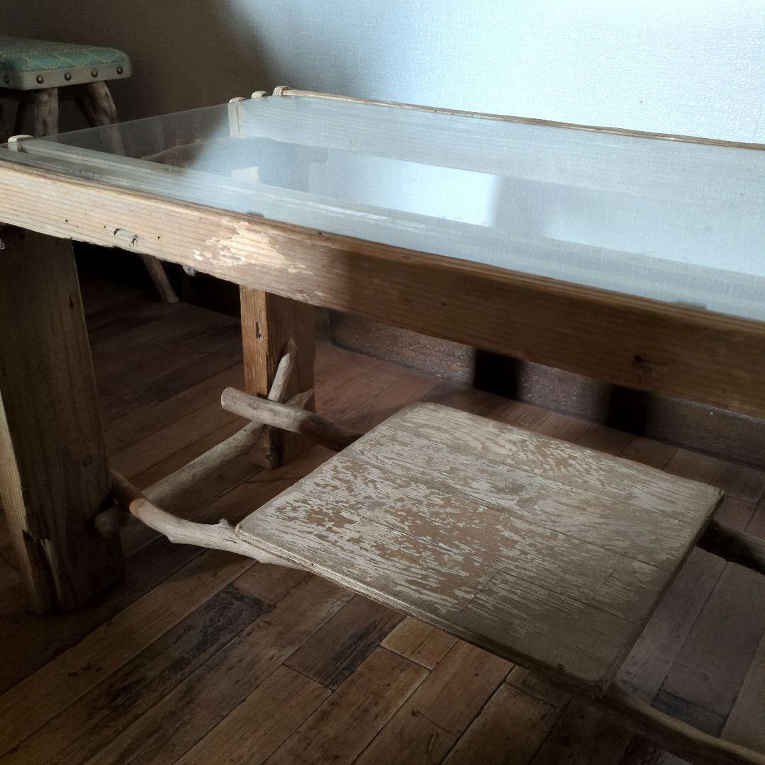 ガラス天板 流木センターテーブル　手作り