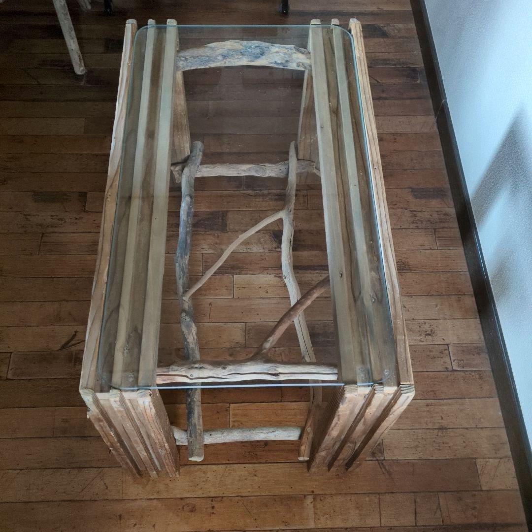 ガラス天板 流木センターテーブル　手作り