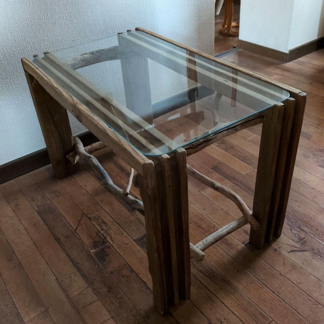 ガラス天板 流木センターテーブル　手作り