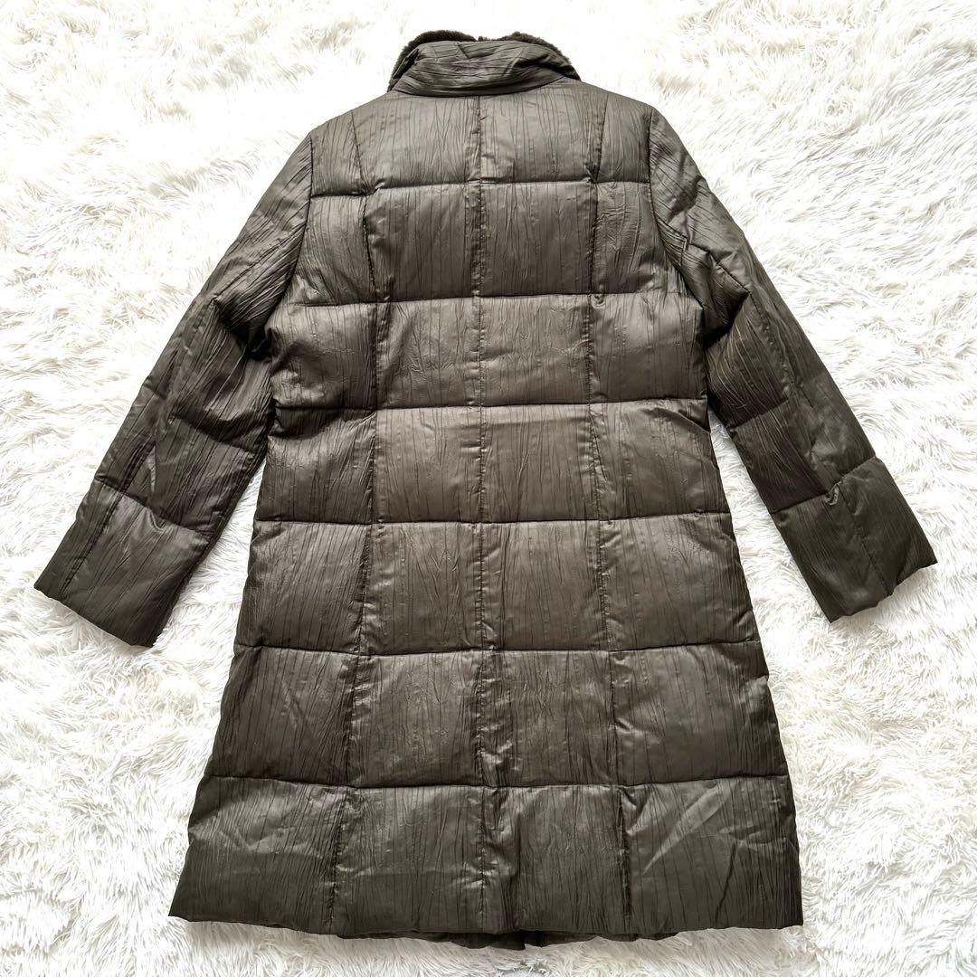 レリアン カーキ ロングダウンコート レッキスラビットファー付 Lサイズ