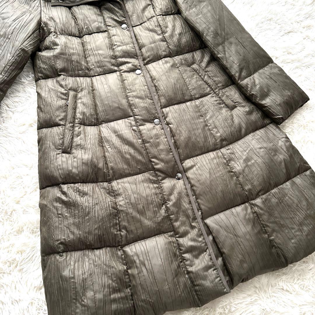 レリアン カーキ ロングダウンコート レッキスラビットファー付 Lサイズ