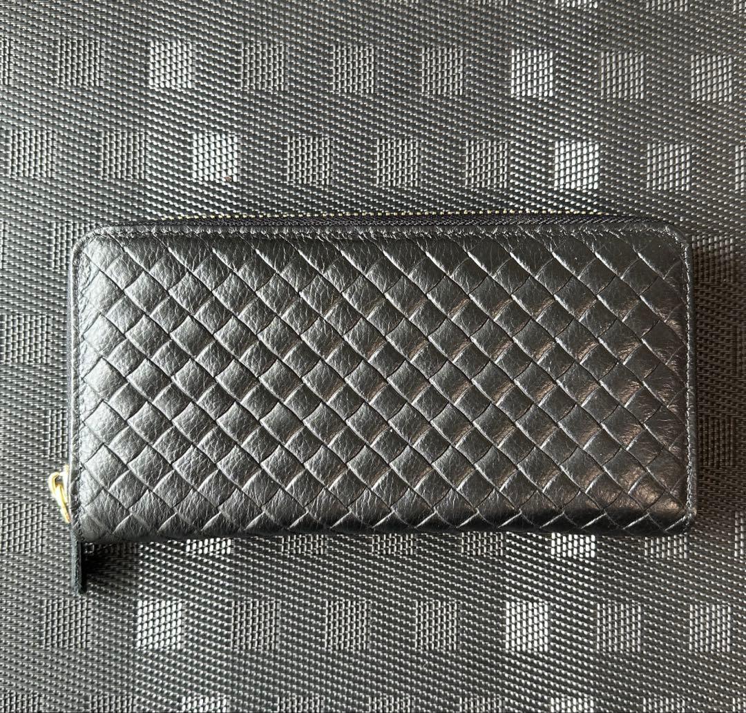 高品質　牛革　財布 長財布 ブラック　黒　シンプル　レザー　本革