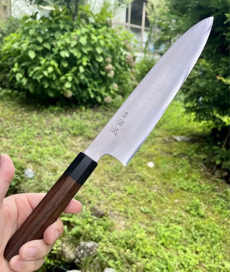 佑成 SG2 粉末ハイス鋼 牛刀　240mm 包丁　 紫檀柄　鞘付　霞仕上げ