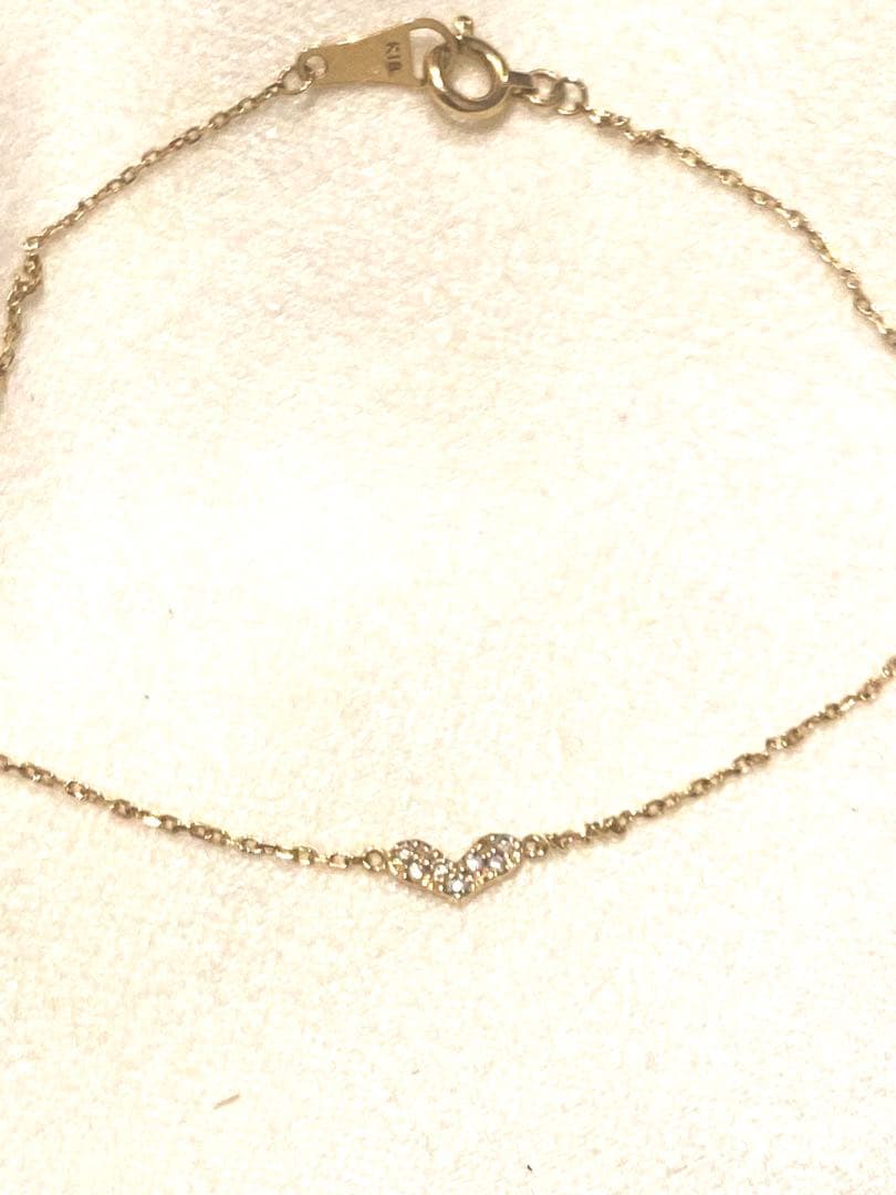 【agete】ハート型チャームブレスレットK18