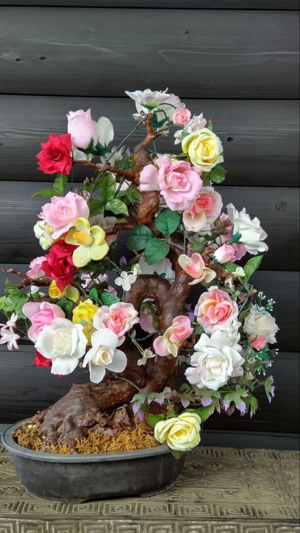 工芸盆栽（赤、ピンク、白、黄色）