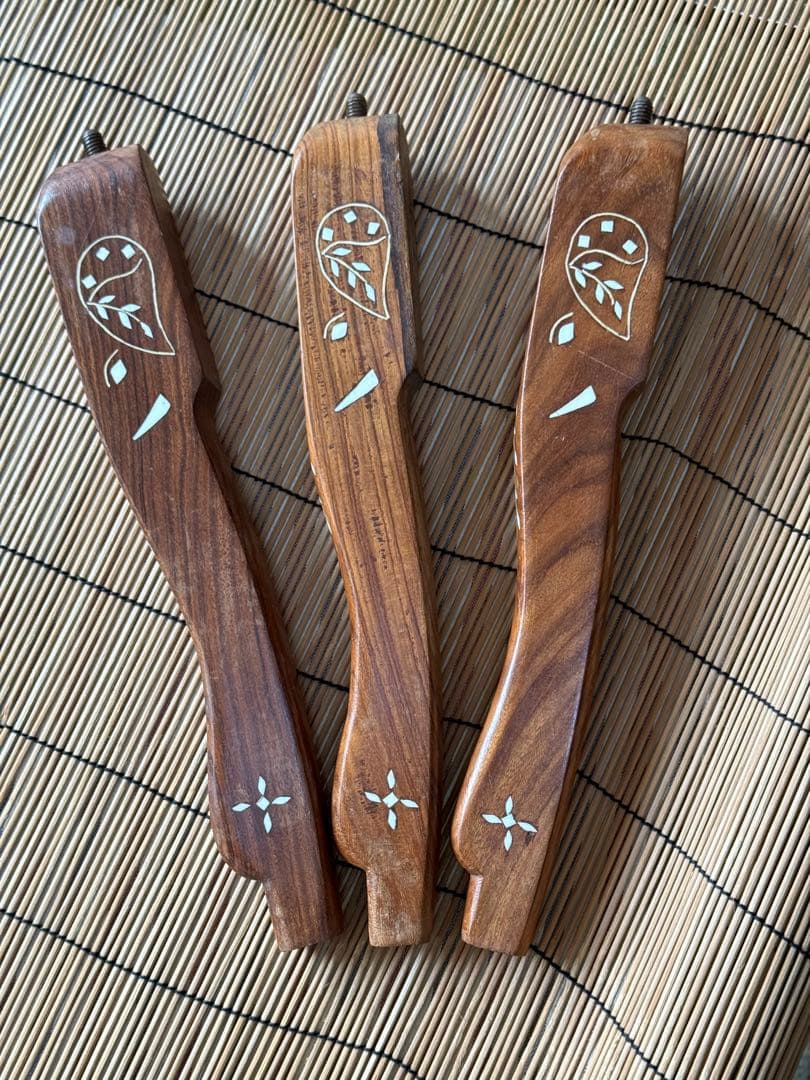 鳥モチーフ 象嵌(ぞうがん)細工 アジアンサイドテーブル 3本脚