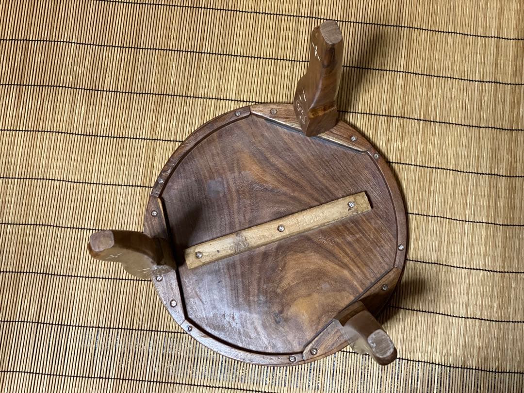 鳥モチーフ 象嵌(ぞうがん)細工 アジアンサイドテーブル 3本脚