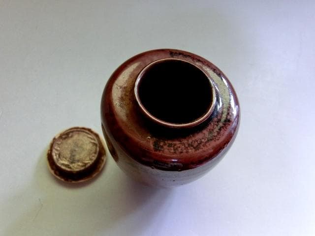 茶入れ■膳所焼き 陽炎園 淡海ぜぜ お茶入れ お茶道具 古美術 時代物 骨董品■