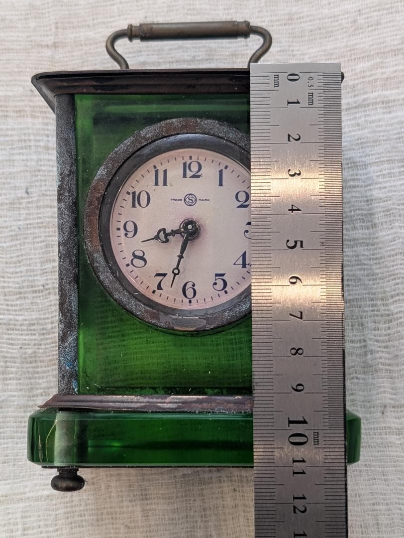 精工舎 ガラス置時計 グリーン 希少 アンティーク ビンテージ